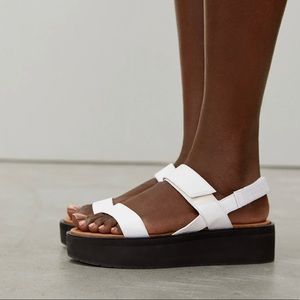 Everlane White Leather Platform Sandals